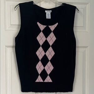 East 5th Black vest with Pink Argyle